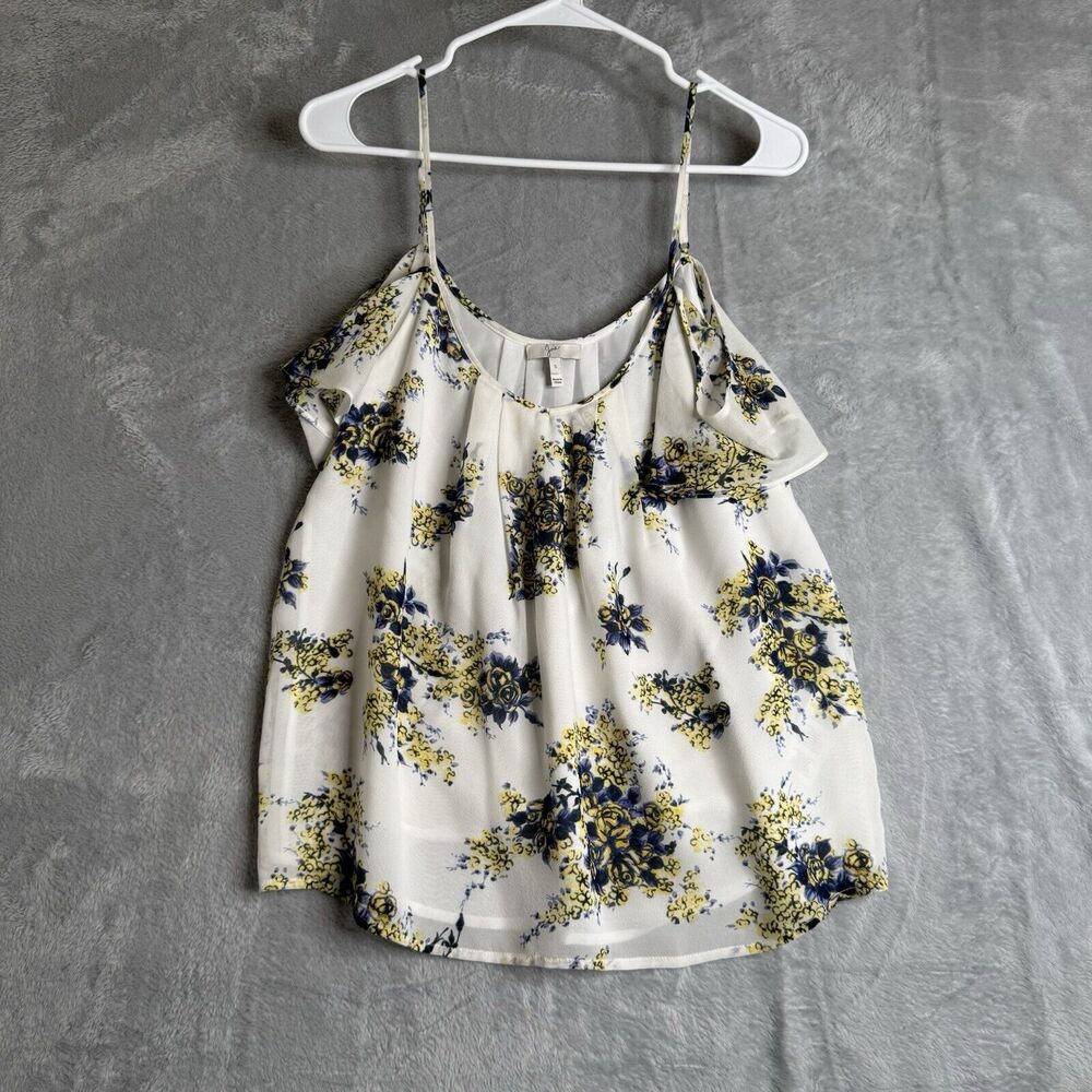 Joie Tank Top Women S White 100% Silk Patchwork Floral Cottagecore Romantic Boho